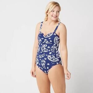 Denim & Co. Beach Ruched One-Piece Swimsuit Size 22